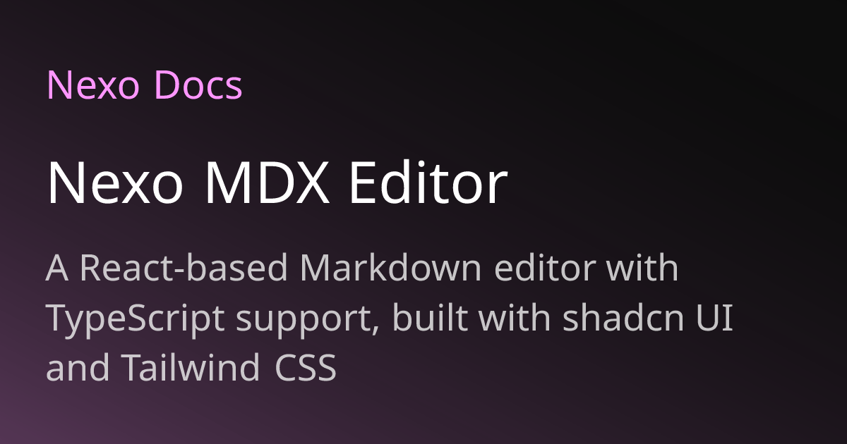 Nexo MDX Editor